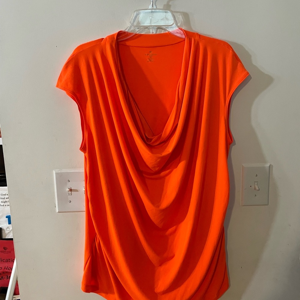 Worthington Orange Draped Cowl Neck Top Size 3X